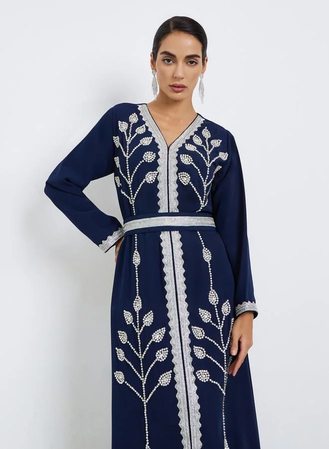 مكسيم كريشن جلابية نسائية مزينة مع حزام ربط